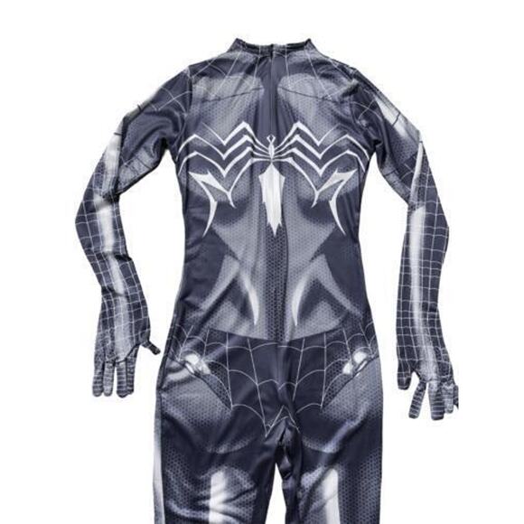NEW Small Gray Spiderwoman Spiderman Girl Catsuit Crotchless Jumpsuit Costume - Picture 2 of 6